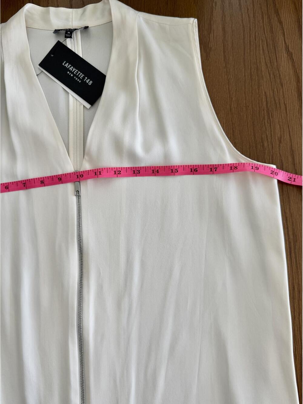 Lafayette 148 100% Silk White Sleeveless Zip-Front Vest Top Size M - Picture 9 of 10